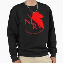 Unisex Cotton Sweater Pullover Hoodie Printed Sweater Nerv Logo, Neon Genesis Evangelion Pullover Sweatshirt Casual Long Sleeve Sweatshirt S (45-50kg) juoda