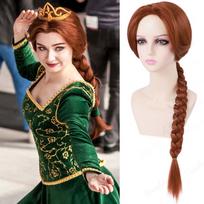 Sintetinė ilga pintų plaukų moteriška kostiumo peruka Raudonai ruda 29,5 colio pintų plaukų peruka Cosplay, Helovino, Anime vakarėliams, Princesės Fionos peruka white