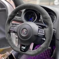 Volkswagen VW Golf 6 GTI MK6 VW Jetta GLI Golf R20 Tiguan R-Line odos pynimo vairo dangtelis Apsauginis aksesuaras style11 white thread