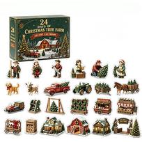 2D Christmas Advent Calendar with Surprise Boxes for Holiday Countdown One Size raudona