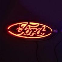 5D LED Auto Emblem Light For Ford Fiesta Mk6 Kuga CVXR5 Focus Mondeo Mustang Fusion Mk2 Mk3 Explorer 14.5X5.6cm Car Logo Badge Light raudona