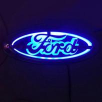 5D LED Auto Emblem Light For Ford Fiesta Mk6 Kuga CVXR5 Focus Mondeo Mustang Fusion Mk2 Mk3 Explorer 14.5X5.6cm Car Logo Badge Light mėlyna