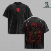Might Guy Anime Graphic T Shirt Retro Manga Warrior Front Back Short Sleeve Tee L