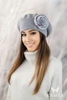 Orchid Winter Women' Beret with Rabbit Decoration Silver Color gray