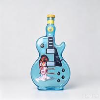 Elektrinės gitaros formos stiklinis viskio grafinas, Roko legendos naujoviškas alkoholio butelis namų baro dekoravimui ir dovanai blue