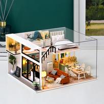 Lėlių namelio rinkinys 3D medinis mini lėlių namelis surinkimui su baldų rinkiniu žaislai vaikų gimtadienio dovana 3D dėlionė rankų darbo