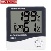 HTC-1 HTC-2 Skaitmeninis temperatūros ir drėgmės matuoklis Elektroninis LCD patalpų lauko termometras higrometras Orų stotis Laikrodis gray