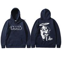Raperio Mf Doom Dvipusiai Spausdintas Gobtuvėlis Vyrams Moterims Madingas Per didelis Megztinis Vyriškas Vintage Vilnos Medvilninis Puloveris Gobtuvėliai S black