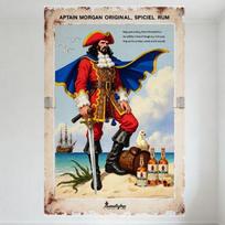 Vintage Captain Morgan Original Spiced Rum Pirate Metal Tin Sign Retro Bar Pub Wall Decor Home Man Cave Art 20x30cm（7.8x11.8inch） gray
