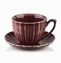 Puodelis su lėkštute AffekDesign Evie, bordo sp., 0.3 l