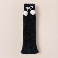 Pile Leg Warmers Women Autumn and Winter Warm Coral Fleece Bow Socks Cover Fleece Thickened Sleep Long Tube Calf Socks One Size juoda