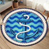 Anchor Round Area Rug,Carpet Rug for Living Room Bedroom Sofa Playroom Decor,Non slip Floor Mat 80cmx80cm blue