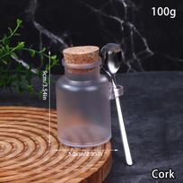 Multipurpose Bath Salt Bottle Frosted ABS Empty Bath Salts Jars With Soft Cork Stainless Steel Spoon gray