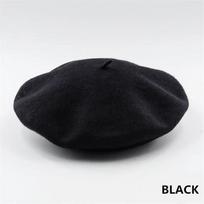 Women Girls Beret French Plain Wool Caps Warm Winter Beanie Hat Vintage Berets Solid Color Elegant Ladies Winter Hats Caps juoda