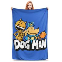 Flannel Throw Blanket Dog Man Dogman Movie Comic Cartoon Warm Plush Blankets Soft Bedding for Bed Living room Home Picnic Sofa 75cmx90cm blue