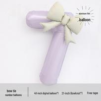 Taro Purple Bowknot 40-inch Number 2 Balloon for Girl's 1st Birthday Decor 40-inch Taro Purple [7, Cream Bow + Glue Dots] white