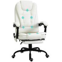 Massaging office chair, ergonomic with adjustable height, reclining backrest and wired remote control, retractable footrest and 360 degrees swivel 67 x 79 x 121 cm