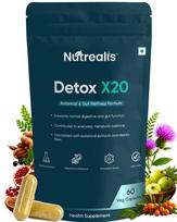Nutrealis Liver Detox Supplement with Milk Thistle, Amla, Probiotics & Prebiotics (60 Veg Capsules) | Liver Gut & Lung Detox Support | Herbal Li