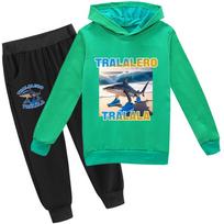Tralalero Tralala Divertido Shark Meme Kids Clothes Hoodie+Pants 2Pcs Set Toddler Boys Girls Tracksuit Children Outfits 130 black