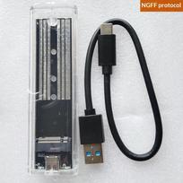 Transparent M2 Nvme Sata Ssd Enclosure 10Gbps High Speed Transfer Rgb Light For Portable Data Storage Office Travel A1 gray