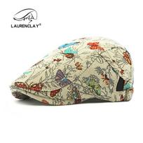 Ethnic style retro jacquard hat women butterfly beret retro fashion forward hat casual versatile painter hat Adjustable smėlis