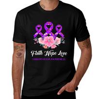 Faith Hope Love Fibromyalgia Awareness TShirt Daily Work Short Sleeve Top XL