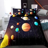 Saulės sistemos užvalkalų komplektas vaikams Kosmoso galaktikos patalynės komplektas Visatos planetų antklodės užvalkalas Astronomijos antklodės užvalkalas 140*200cm/55x79in Single/Twin 3pcs