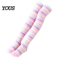 Long Stockings 1 Pair Women Thigh High Socks for Winter, Thickened Coral Fleece Leg Velvet Warmer Stockings, Fluffy Warm Over Knee Boot Girls Sleeping One Size G white