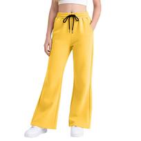 Kids Flared Leggings Stretchy Slim Fit Lined Pants for Fall Winter 130 geltona