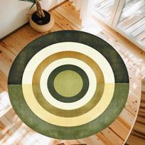 Geometric Mid Century Modern Round Rug - Anti-Slip, Washable Area Carpet for Kitchen, Living Room, Bedroom Diameter 90cm(35in) black