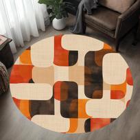 Geometric Mid Century Modern Round Rug - Anti-Slip, Washable Area Carpet for Kitchen, Living Room, Bedroom Diameter 150cm(59in) red