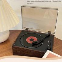 Retro nešiojamas įkraunamas CD grotuvas, palaikantis CD, Bluetooth, USB, 3,5 mm AUX. Suderinamas su Bluetooth 5. black