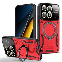 Skirtas Poco X6 Pro 5G Case Smūgiams atsparus šarvų žiedo dėklas, skirtas Poko Little X6 X 6 Pro X6pro Pocox6pro Magsafe belaidžio įkrovimo magnetinis For Poco X6 Pro raudona