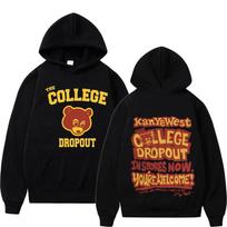 Kanye West College Dropout Hoodie Music Album Double Sided Graphic Sweatshirt Men Women Hip Hop Punk Rock Rap Hoodies Streetwear XL brown