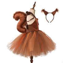 Mergaitei Voverės Cosplay Suknelė Tutu Sijonas Reguliuojama Kaklo Dalimi Size 3XL brown