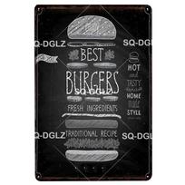 [SQ-DGLZ] New The Best Hamburger Tin Sign Burger & Fries  Wall Decor Sandwiches Metal Crafts Painting Plaques Art Poster 20x30cm（7.8x11.8inch） gray