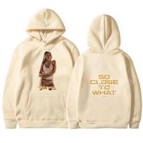 So Close To Tate McRae Fashionable Casual Hooded Retro Harajuku Pullover Hip-Hop Men's And Women's Sports Streetwear Fan Gift 3XL beige