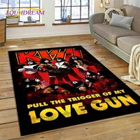 3D Kiss Rock Sunkiojo Metalo Grupės Kilimas Kilimas Miegamajam Svetainei Namų Sofos Dekoravimui, Vaikų Žaidimų Didelis Dekoras Grindų Kilimėlis Dovana 70x100cm( 27x39in )