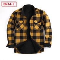 Vyriški žiemos fliso pamušalu flaneliniai marškiniai su buivolo langu ilgomis rankovėmis, sagomis užsegami 2XL black