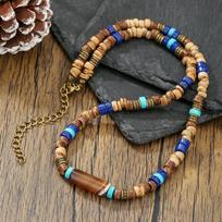 Vasaros Paplūdimio Boho Medžio Skiedrų Kokoso Lukšto Karoliai Vyriški Banglenčių Karoliai Paprasti Tautiniai black