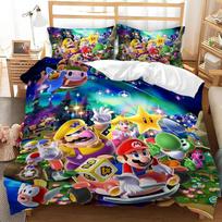 Super Mario Bros. Duvet Cover Set: Custom Printed Bedding 140x200cm blue