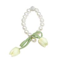 Magnetic Curtain Tiebacks, with Pearl And Tulip Buds Decor, Easy Fixing No Drilling Curtain Ties for Home Bedroom Living Room 25cm šviesiai geltonos spalvos