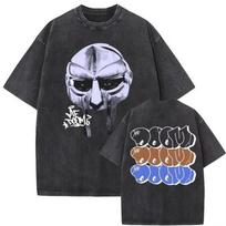2025 skalbta vintažinė reperio Mf Doom MM FOOD grafinio spaudinio marškinėliai vyrams moterims hip hopo mados marškinėliai vyriški laisvalaikio M black