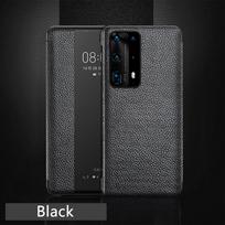 Genuine Leather Flip Cover Case For Huawei P60 P50 P40 Pro P30 P20 Mate 50 40 30 20 Pro RS Mirror Smart Touch View Wake Up Sleep Huawei P30 juoda