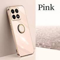 For Xiaomi 15T Pro Case Ring Stand Holder Phone Case For Xiaomi Mi 15 T Plating Bracket Soft Silicone Shockproof Back Cover For Xiaomi 15T white