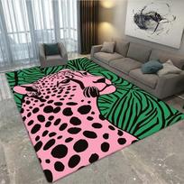 Leopardo ir gėlių rašto kilimas Didelis skalbiamas grindų kilimėlis svetainei, miegamajam, darbo kambariui, žaidimų kambariui, prie durų, namų dekoras, kilimas 80x120cm black