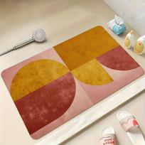 Boho Minimalist Abstract Geometric Door Mat Mid-Century Modern Color Block Design Soft Rug for Kitchen Entryway Bedroom 43X75CM orange