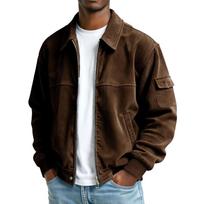 Men's Vintage Corduroy Long Sleeve Jacket with Pockets for Casual Wear M ruda