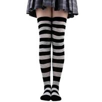 Iki šlaunų kojinės Moteriškos Dryžuotos Ponios Mergaitės Juodos Baltos Rožinės Ilgos Virš Kelio Kojinės femboy Cosplay Lolita Harajuku Y2k One Size