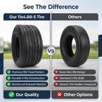 11x4.00-5 Lawn Mower Tire Pattern Tread Design Rubber 4 Ply Tubeless Tire for ATV UTV Go Kart black
